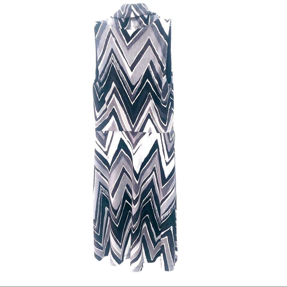 Barami Cowl Neck Sleeveless Dress Gray White Black Size 4 - Picture 8 of 8